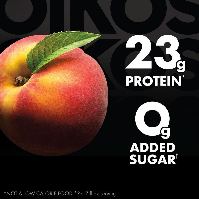 slide 2 of 12, Oikos Pro Fat Free Peach Cultured Dairy Drink - 23 Protein 7 fl oz, 7 fl oz