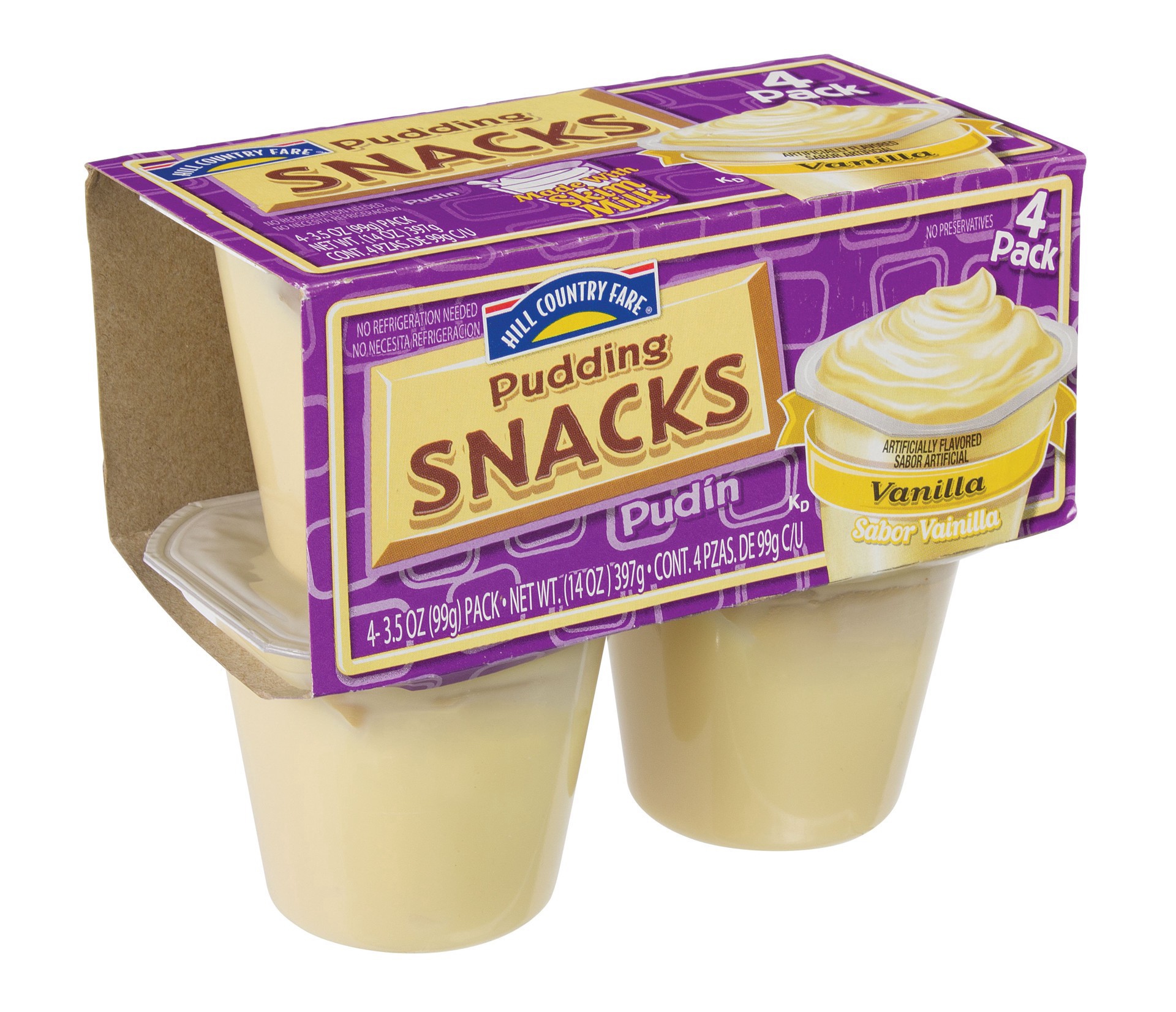 slide 1 of 1, Hill Country Fare Vanilla Pudding Cups, 4 ct; 3.5 oz