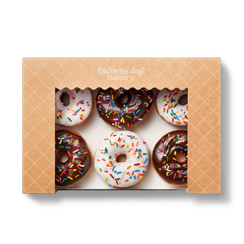 slide 1 of 3, Iced Sprinkle Raised Donuts Variety - 6ct - Favorite Day™, 6 ct