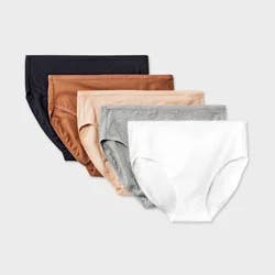 Women's 5pk Cotton Blend Briefs Underwear - Dealworthy™ Assorted Neutral M