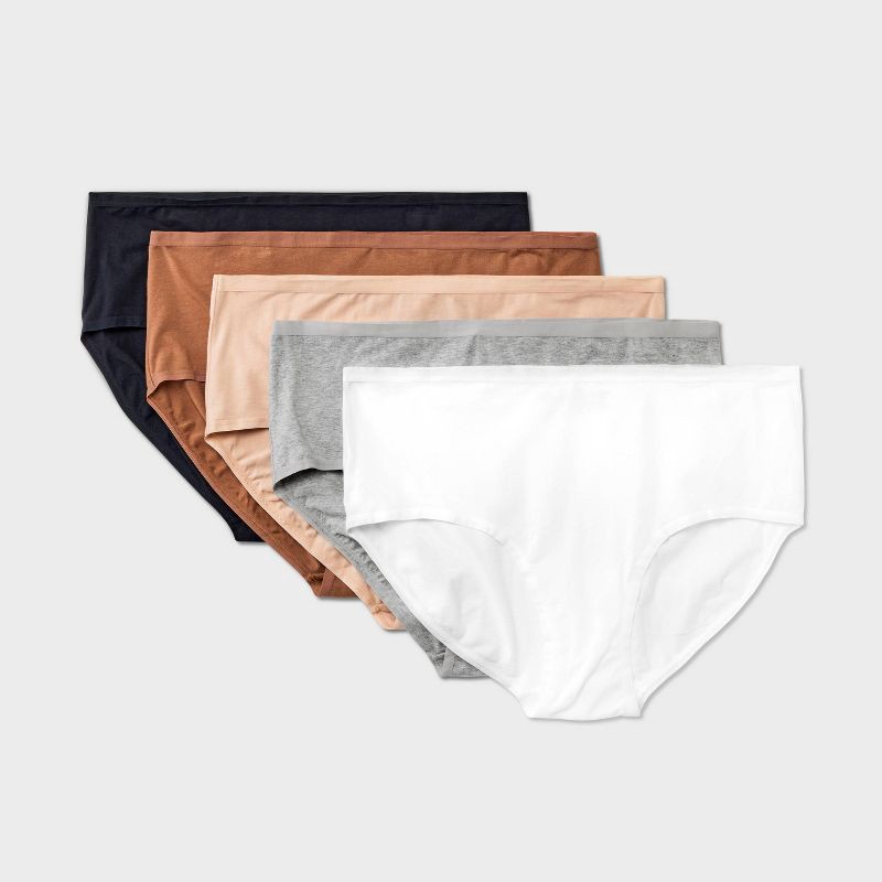 slide 1 of 3, Women's 5pk Cotton Blend Briefs Underwear - Dealworthy™ Assorted Neutral 1X, 5 ct