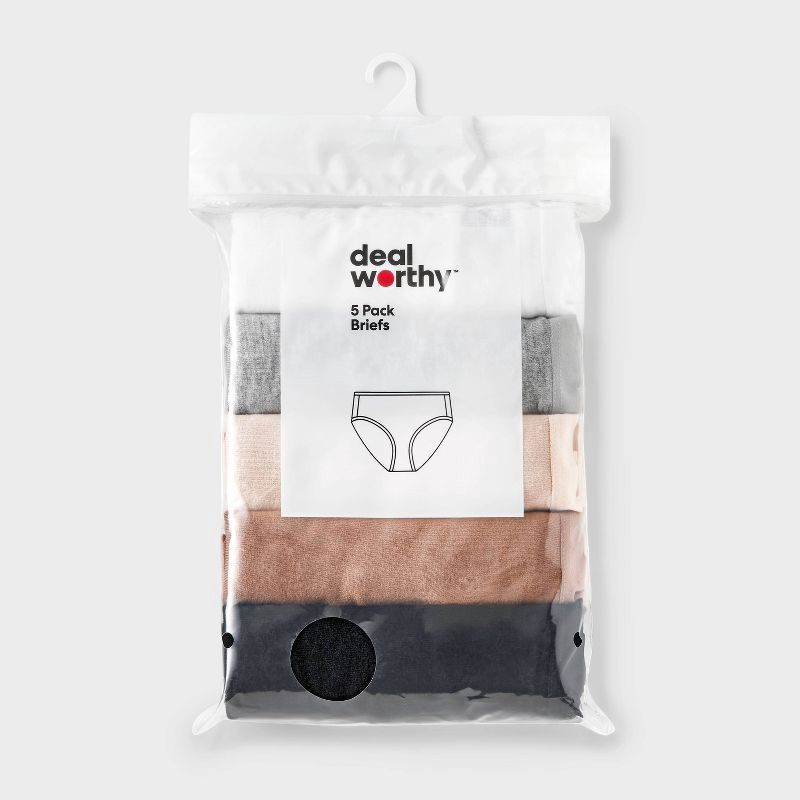 slide 2 of 3, Women's 5pk Cotton Blend Briefs Underwear - Dealworthy™ Assorted Neutral 2X, 5 ct