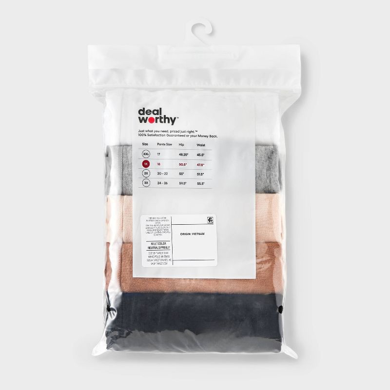 slide 3 of 3, Women's 5pk Cotton Blend Briefs Underwear - Dealworthy™ Assorted Neutral 2X, 5 ct