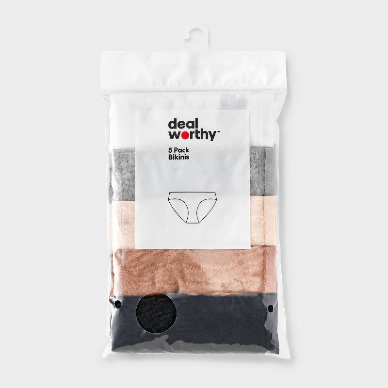 slide 2 of 3, Women's 5pk Cotton Blend Bikini Underwear - Dealworthy™ Assorted Neutral M, 5 ct