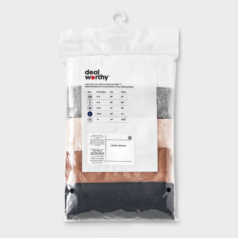 slide 3 of 3, Women's 5pk Cotton Blend Hipster Underwear - Dealworthy™ Assorted Neutral S, 5 ct