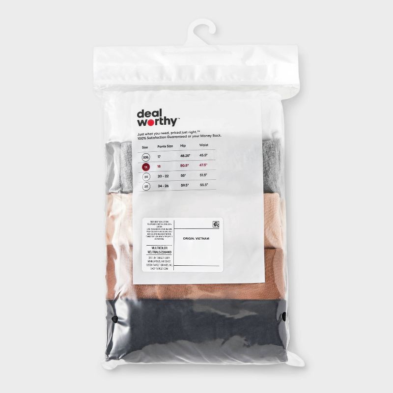 slide 3 of 3, Women's 5pk Cotton Blend Hipster Underwear - Dealworthy™ Assorted Neutral 1X, 5 ct