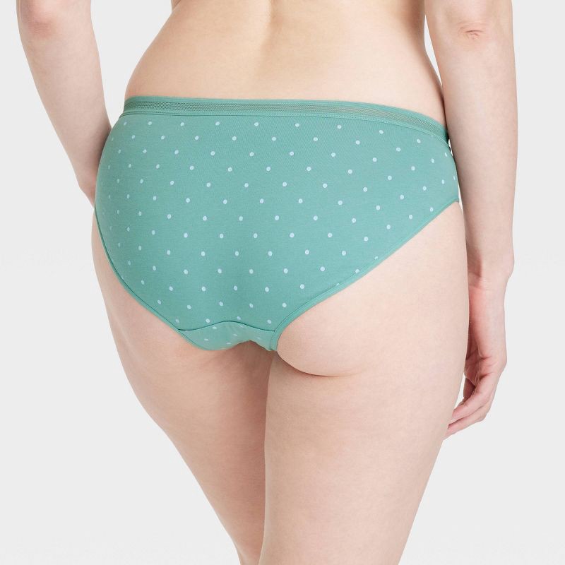 slide 3 of 5, Women's 6pk Cotton Stretch Bikini Underwear - Auden™ Assorted Color M: Mid Rise, Solid & Polka Dots, Knit Jersey, 6 ct