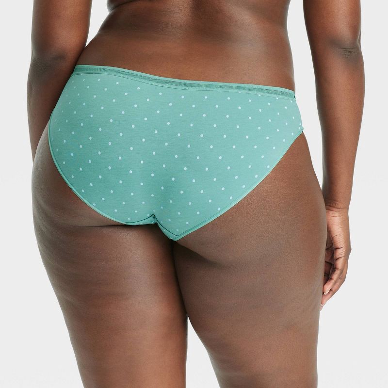 slide 5 of 5, Women's 6pk Cotton Stretch Bikini Underwear - Auden™ Assorted Color M: Mid Rise, Solid & Polka Dots, Knit Jersey, 6 ct
