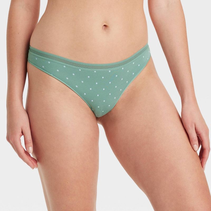 slide 2 of 5, Women's 6pk Cotton Stretch Thong Underwear - Auden™ Assorted Color XS: Low Rise, Solid & Polka Dots, Knit Jersey, Machine Washable, 6 ct