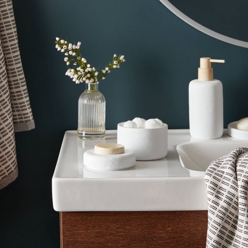 slide 2 of 4, Modern Resin Bath Canister Wood Top - Threshold™, 1 ct