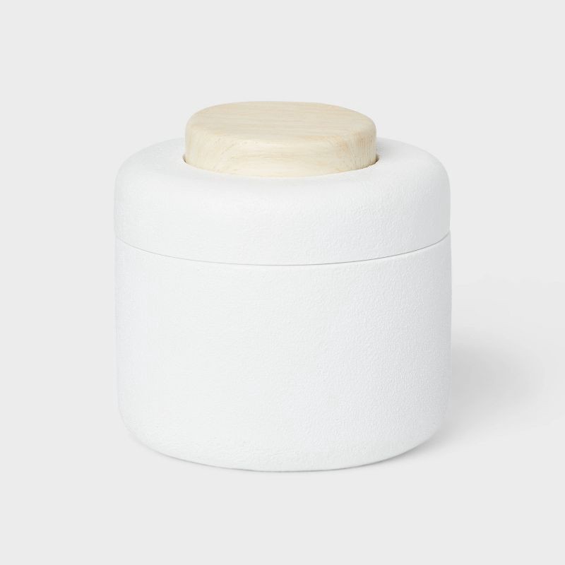slide 1 of 4, Modern Resin Bath Canister Wood Top - Threshold™, 1 ct