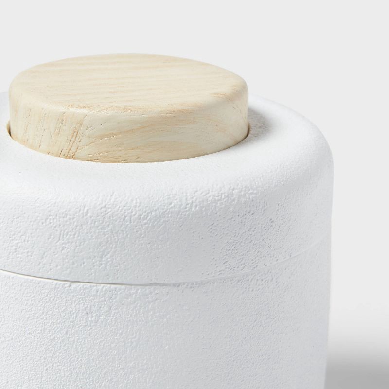 slide 3 of 4, Modern Resin Bath Canister Wood Top - Threshold™, 1 ct