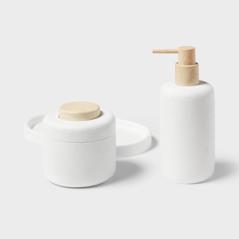 slide 4 of 4, Modern Resin Bath Canister Wood Top - Threshold™, 1 ct