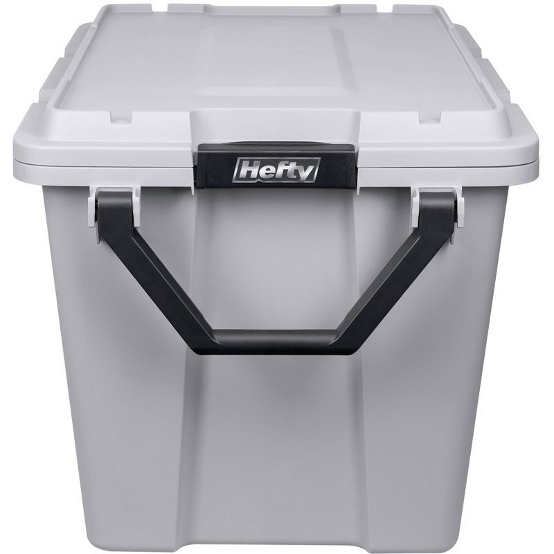 slide 2 of 13, Hefty 28gal Max Tote Wheel: Polypropylene Storage Bin with Lid, Locking Handles & Wheels, Universal Utility Tubs, Gray, 28 gal