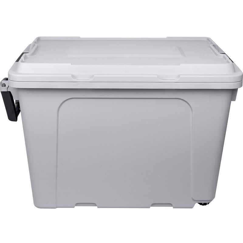 slide 3 of 13, Hefty 28gal Max Tote Wheel: Polypropylene Storage Bin with Lid, Locking Handles & Wheels, Universal Utility Tubs, Gray, 28 gal