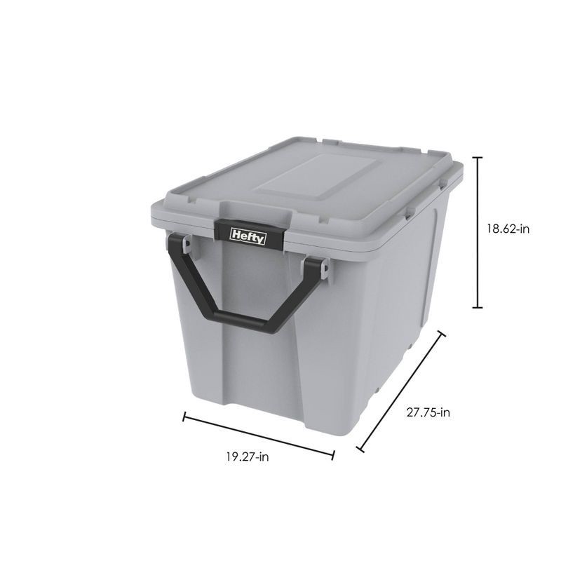 slide 12 of 13, Hefty 28gal Max Tote Wheel: Polypropylene Storage Bin with Lid, Locking Handles & Wheels, Universal Utility Tubs, Gray, 28 gal
