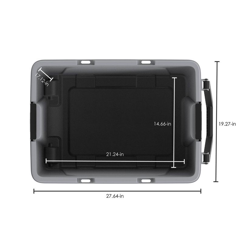 slide 13 of 13, Hefty 28gal Max Tote Wheel: Polypropylene Storage Bin with Lid, Locking Handles & Wheels, Universal Utility Tubs, Gray, 28 gal