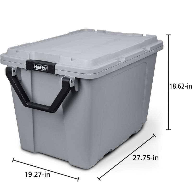 slide 8 of 13, Hefty 28gal Max Tote Wheel: Polypropylene Storage Bin with Lid, Locking Handles & Wheels, Universal Utility Tubs, Gray, 28 gal