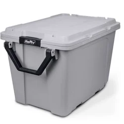 Hefty 28gal Max Tote Wheel: Polypropylene Storage Bin with Lid, Locking Handles & Wheels, Universal Utility Tubs, Gray