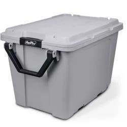 Hefty 28gal Max Tote Wheel: Polypropylene Storage Bin with Lid, Locking Handles & Wheels, Universal Utility Tubs, Gray