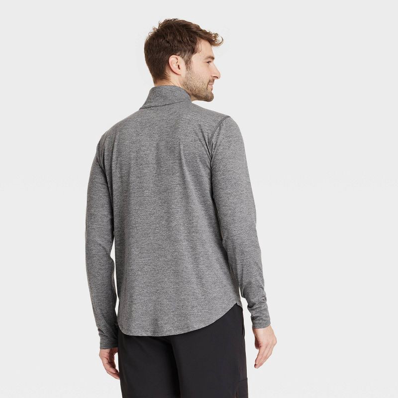 slide 2 of 3, Men's Soft Stretch ½ Zip Top - All In Motion™ Heathereded Black XL: Fit, Moisture Wicking, 1 ct