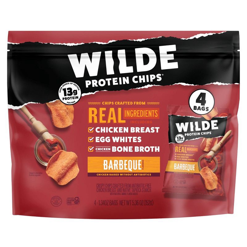 slide 1 of 7, Wilde Brand Protein Chips - BBQ - 5.36oz/4ct, 5.36 oz, 4 ct