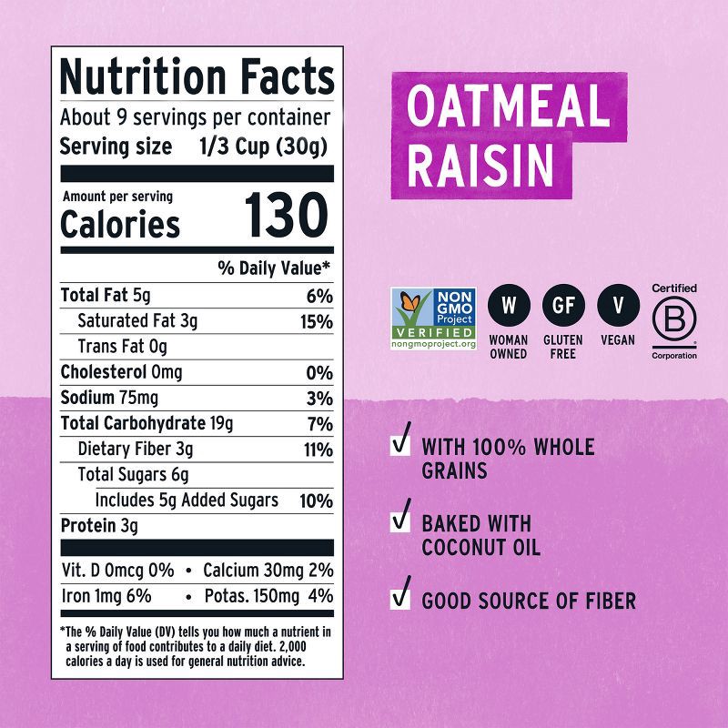 slide 2 of 6, purely elizabeth. Purely Elizabeth Oatmeal Raisin Cookie Granola - 9oz, 9 oz