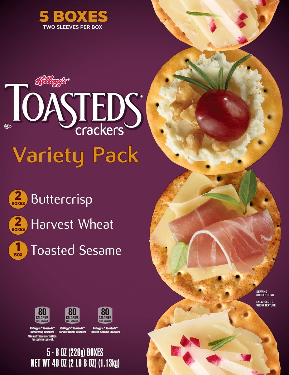 slide 8 of 10, Toasteds Kellogg's Toasteds Crackers, Variety Pack, 40 oz, 5 Count, 40 oz