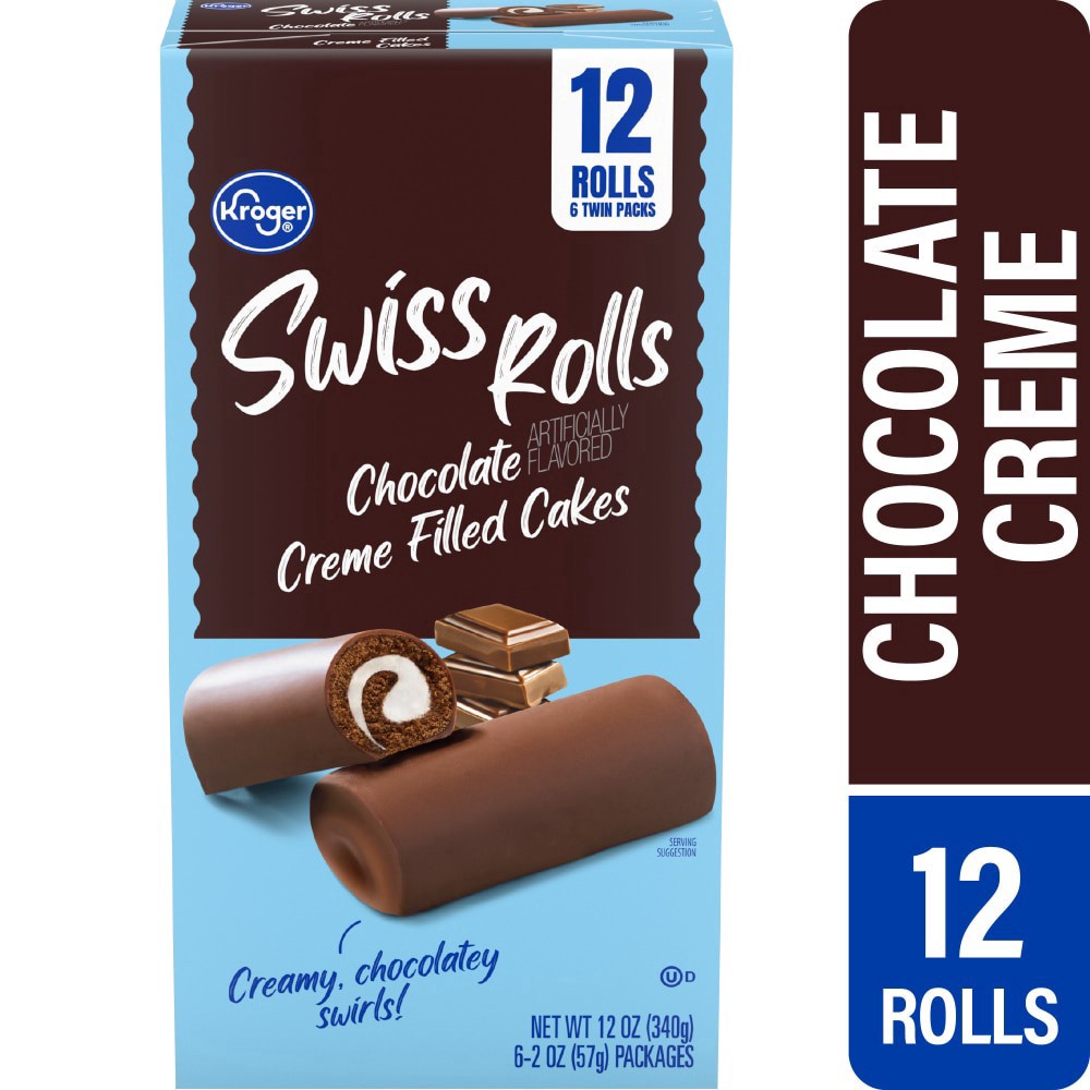 slide 3 of 4, Kroger® Swiss Rolls Chocolate Creme Filled Snack Cakes, 12 ct; 12 oz