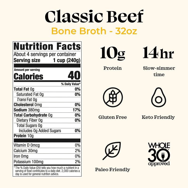 slide 3 of 5, Kettle & Fire Gluten Free Beef Bone Broth - 32oz, 32 oz
