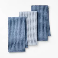 3pc Waffle Kitchen Towels Blue - Figmint™