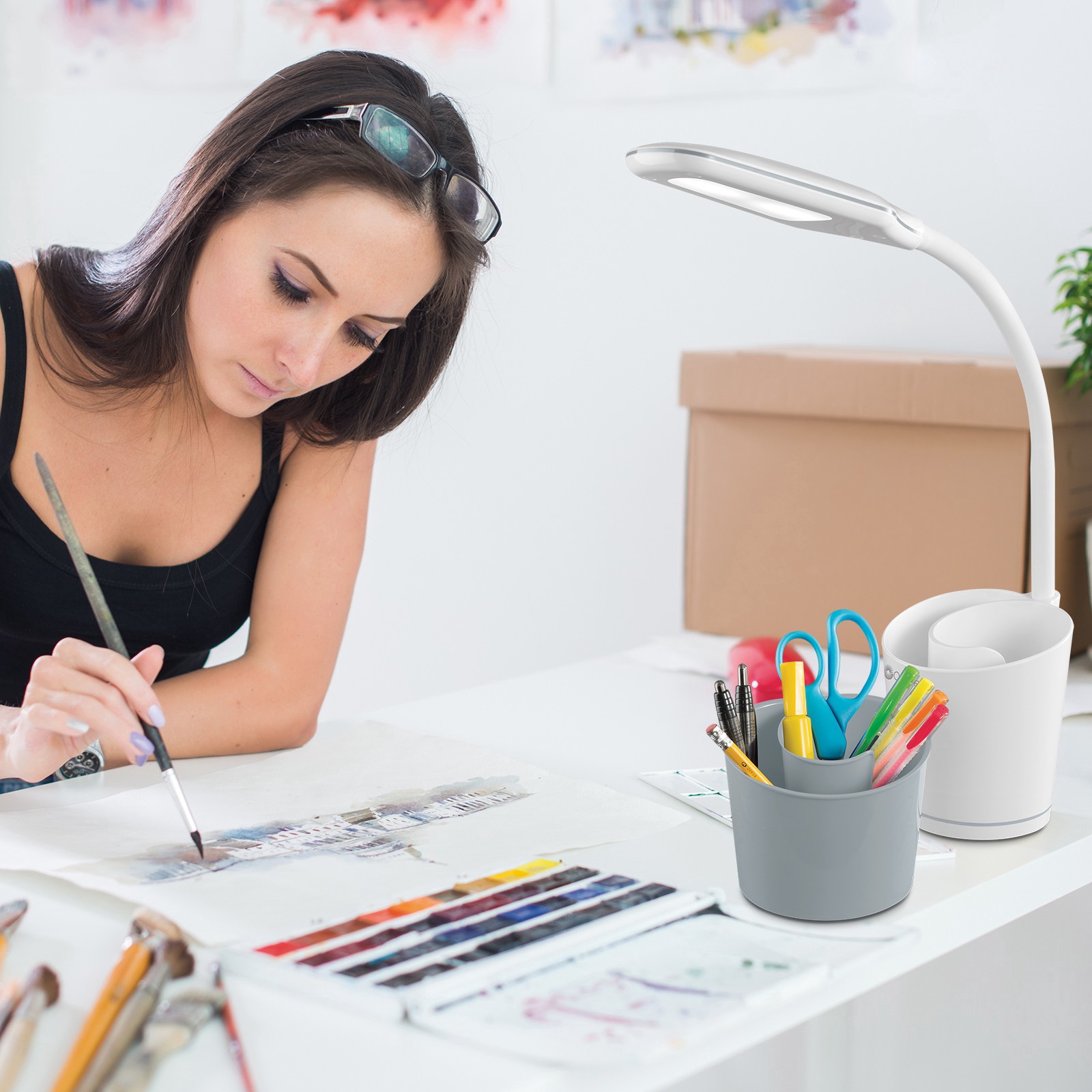 slide 3 of 6, Ott Lite Ottlite Led Lamp Swirl Organizer, 23.25 in