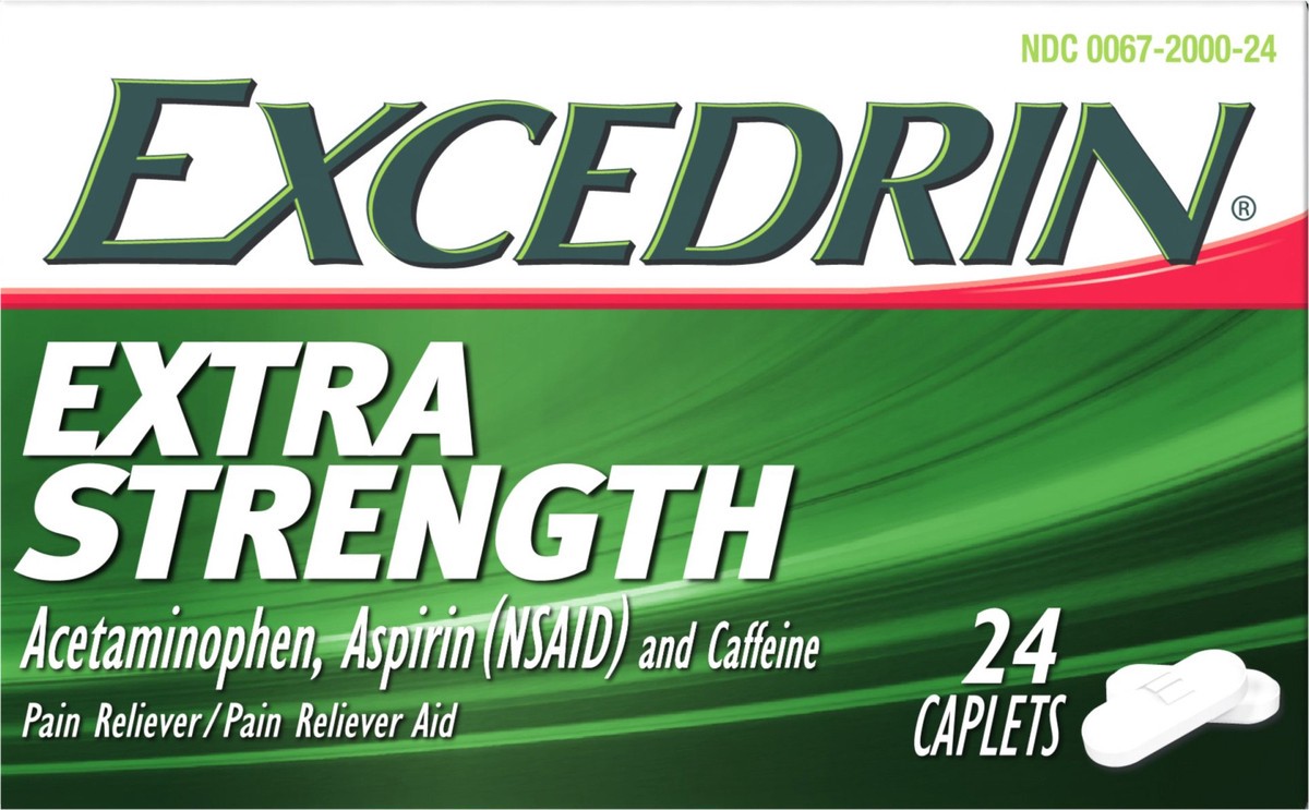 slide 6 of 9, Excedrin Extra Strength Pain Reliever / Pain Reliever Aid Caplets, 24 ct