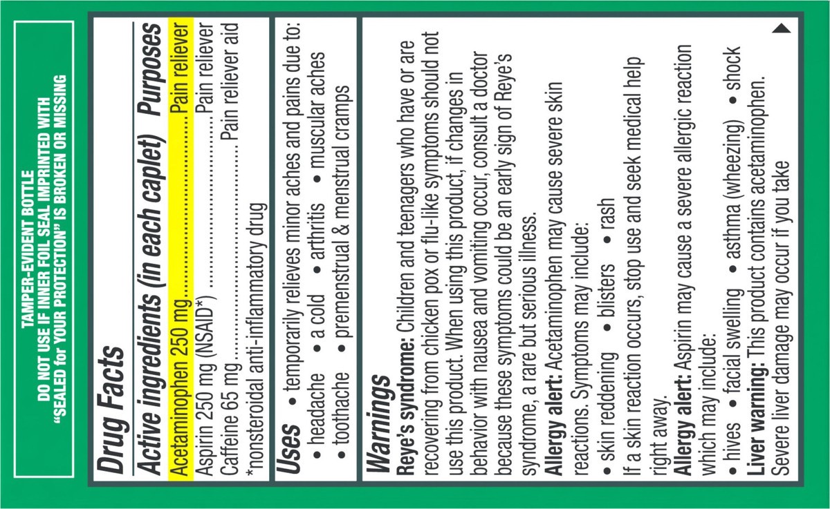 slide 9 of 9, Excedrin Extra Strength Pain Reliever / Pain Reliever Aid Caplets, 24 ct