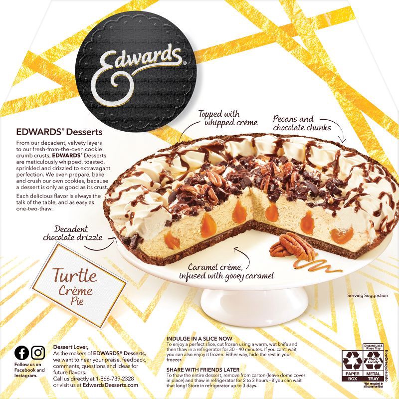 slide 2 of 6, Edwards Premium Frozen Desserts Turtle Pie - 25.1oz, 25.1 oz