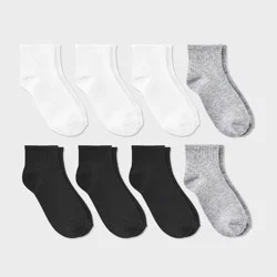 Women's Ribbed 8pk Ankle Socks - Dealworthy™ White/Heather Gray/Black 4-10: Lightweight Knit, Rib Cuffs