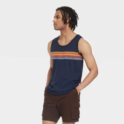 Men's Striped Regular Fit Tank Top - Goodfellow & Co™ Dark Blue XL