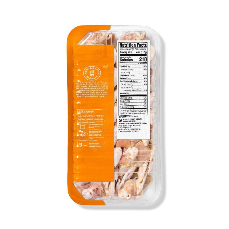 slide 2 of 3, Fresh All Natural Chicken Wings Value Pack - 3.77-5.45lbs - price per lb - Good & Gather™, per lb