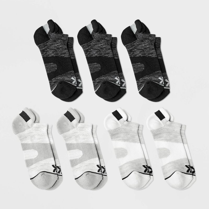 slide 1 of 3, Women's 6+1 Bonus Pack Active Accents Tab No Show Socks - All In Motion™ Black/Gray 4-10, 1 ct