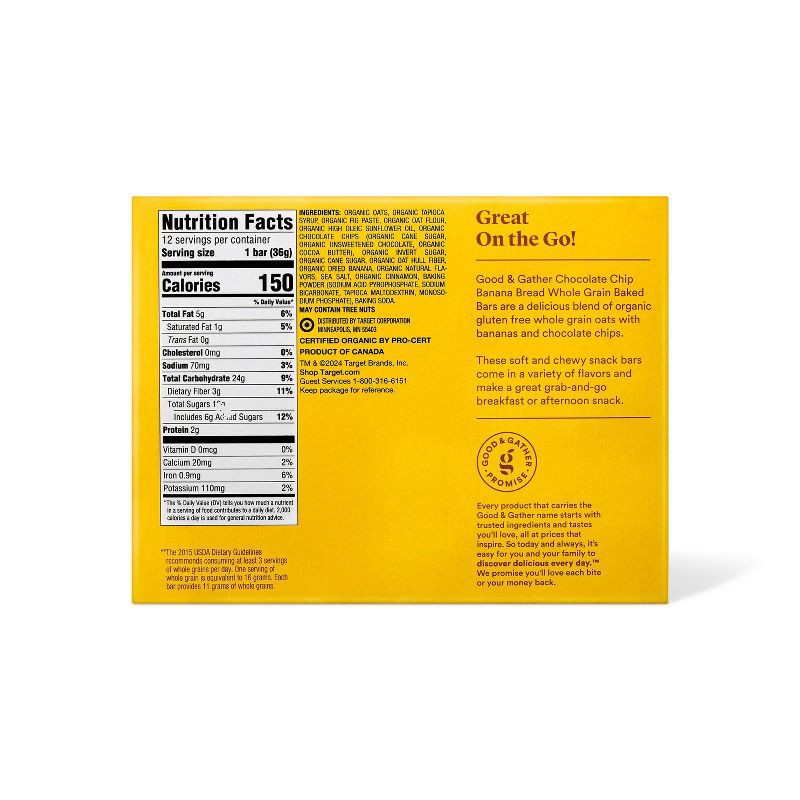 slide 2 of 4, Chocolate Chip Banana Bread Whole Grain Baked Bar - 15.24oz - Good & Gather™, 15.24 oz
