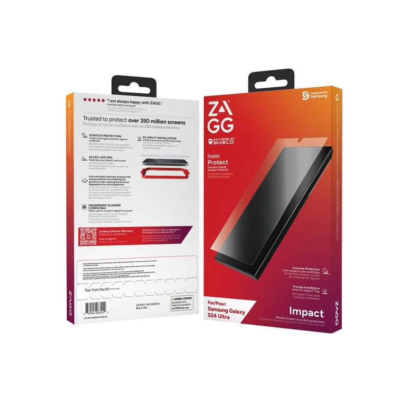 slide 5 of 5, ZAGG InvisibleShield Samsung Galaxy S24 Ultra Fusion Screen Protector, 1 ct