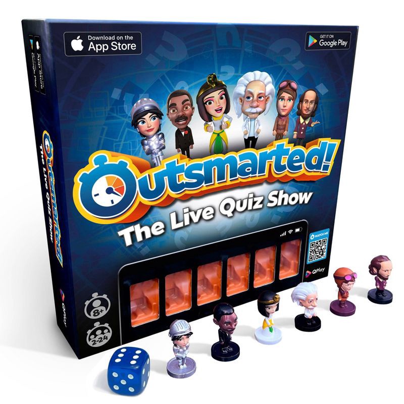 slide 1 of 5, Outsmarted! The Live Quiz Show Game: Qplay Educational Memory Skills Board Game for 2+ Players, 1 ct