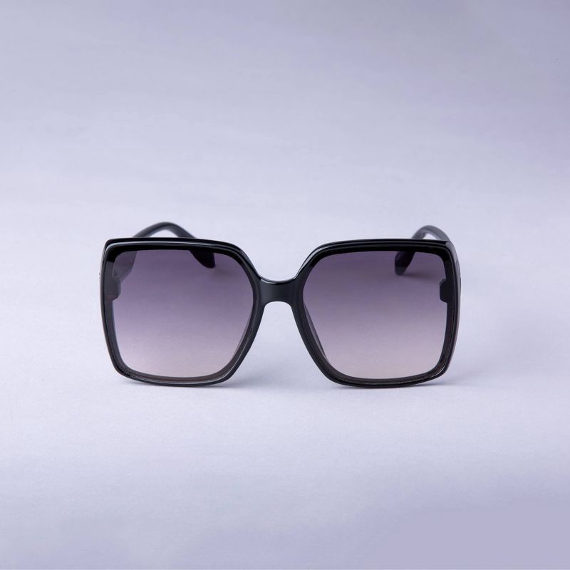 slide 1 of 2, Women's Oversized Square Butterfly Sunglasses - A New Day™ Black: Maximum UV Protection, Recycled Plastic Frame, 1 ct