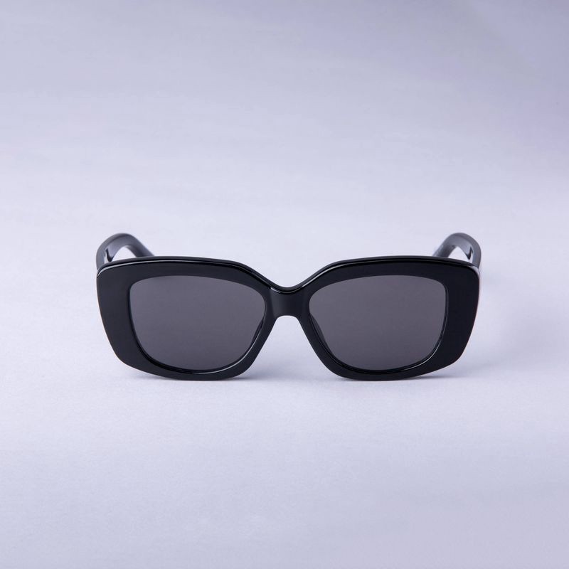 slide 1 of 2, Women's Rounded Cateye Rectangle Sunglasses - A New Day™ Black: UV Protection, Recycled Plastic Frame, 1 ct