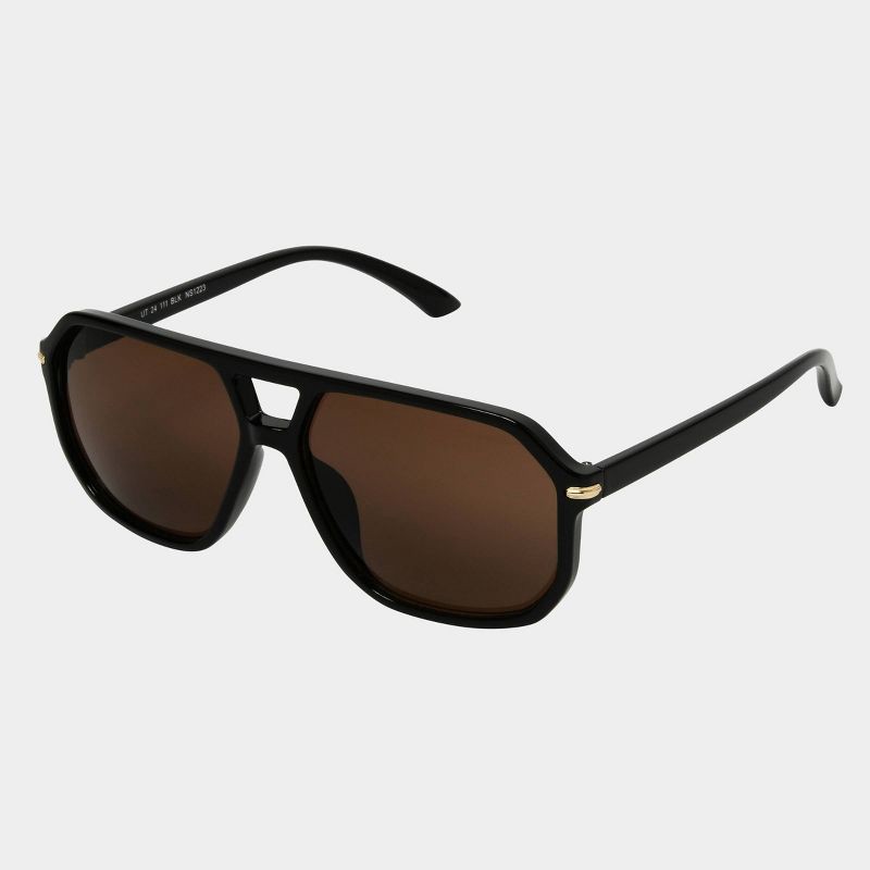 slide 2 of 2, Women's Plastic Aviator Sunglasses - Universal Thread™ Black: UV Protection, Polycarbonate Lens, Medium Fit, 1 ct