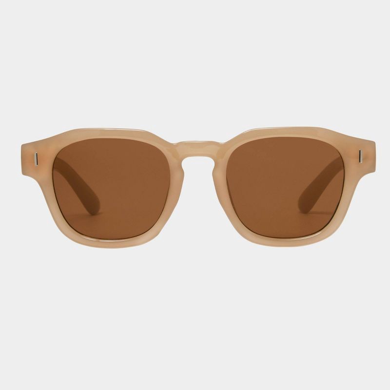 slide 1 of 2, Women's Plastic Round Sunglasses - Universal Thread™ Tan: Maximum UV Protection, Polycarbonate Lenses, Medium Fit, 1 ct