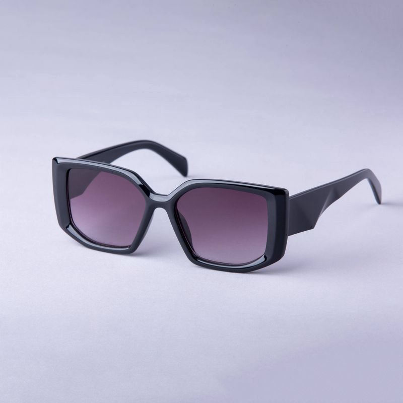 slide 2 of 2, Women's Angular Square Sunglasses - A New Day™ Black: UV Protection, Recycled Plastic Frame, 1 ct