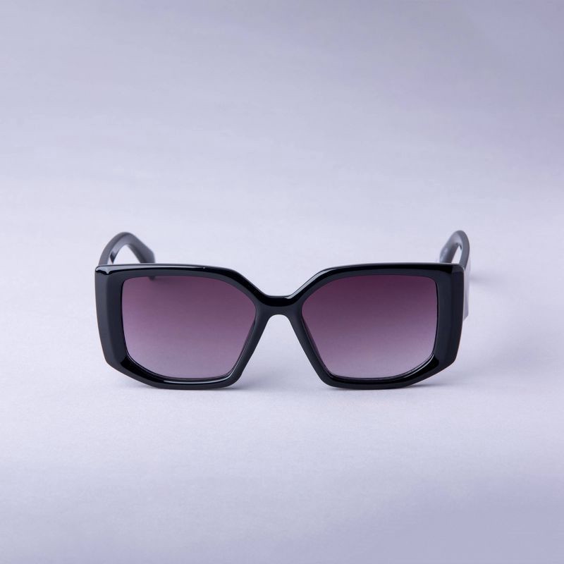 slide 1 of 2, Women's Angular Square Sunglasses - A New Day™ Black: UV Protection, Recycled Plastic Frame, 1 ct