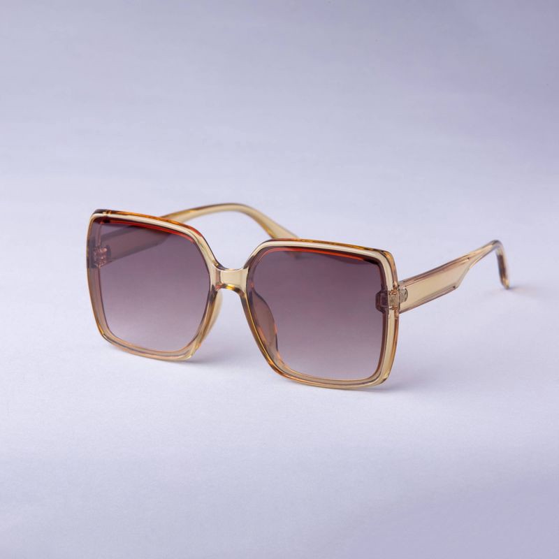 slide 2 of 2, Women's Oversized Square Butterfly Sunglasses - A New Day™ Green: UV Protection, Recycled Plastic Frame, 1 ct