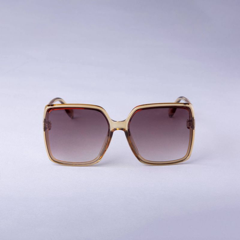 slide 1 of 2, Women's Oversized Square Butterfly Sunglasses - A New Day™ Green: UV Protection, Recycled Plastic Frame, 1 ct